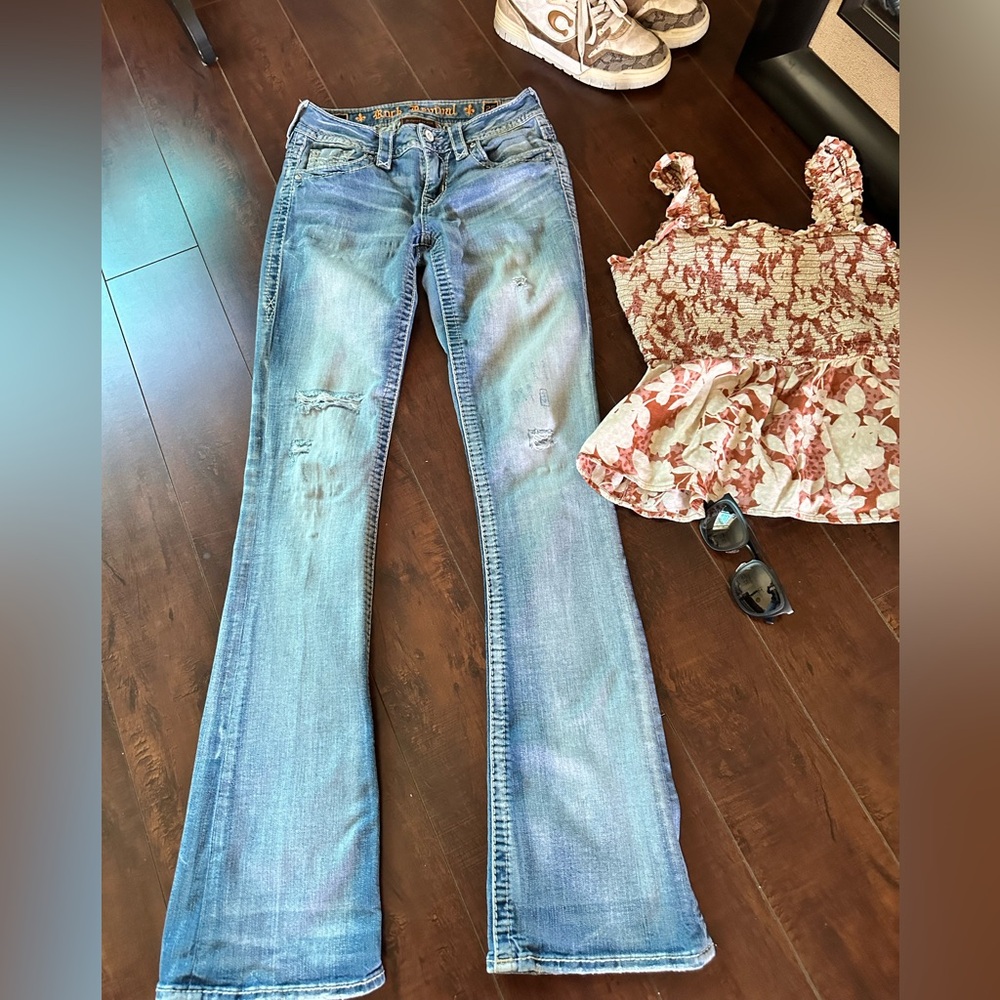 Light Blue Women's Flared Jeans - Casual Vintage Style